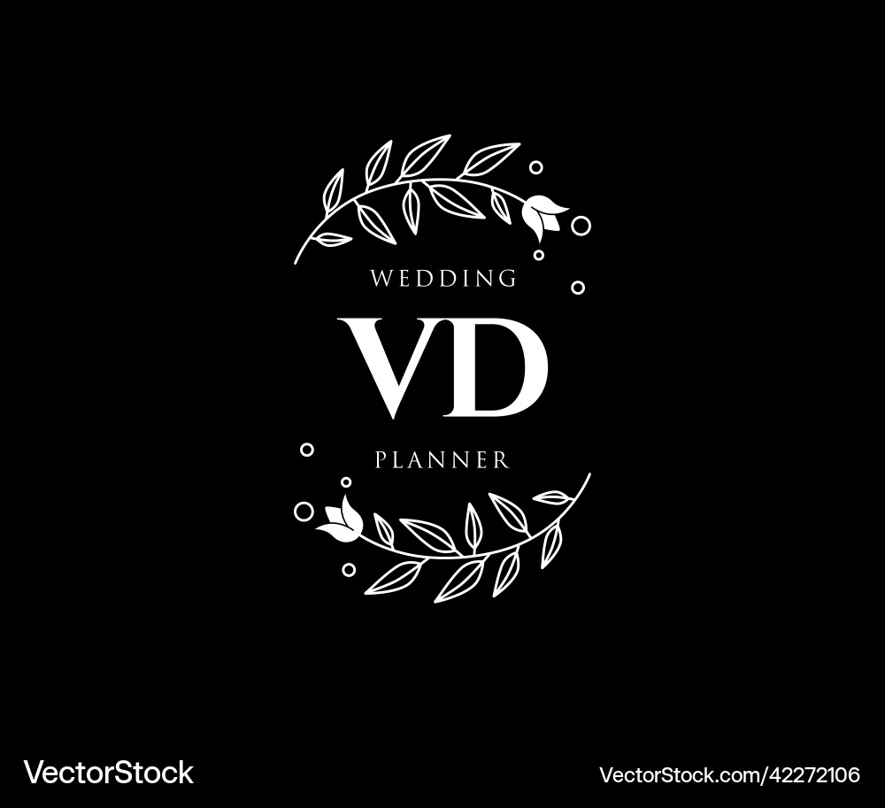 Vd initials letter wedding monogram logos Vector Image