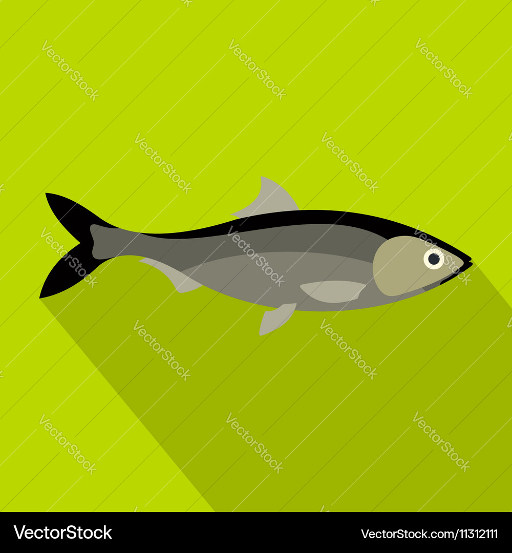 Fish icon flat style Royalty Free Vector Image