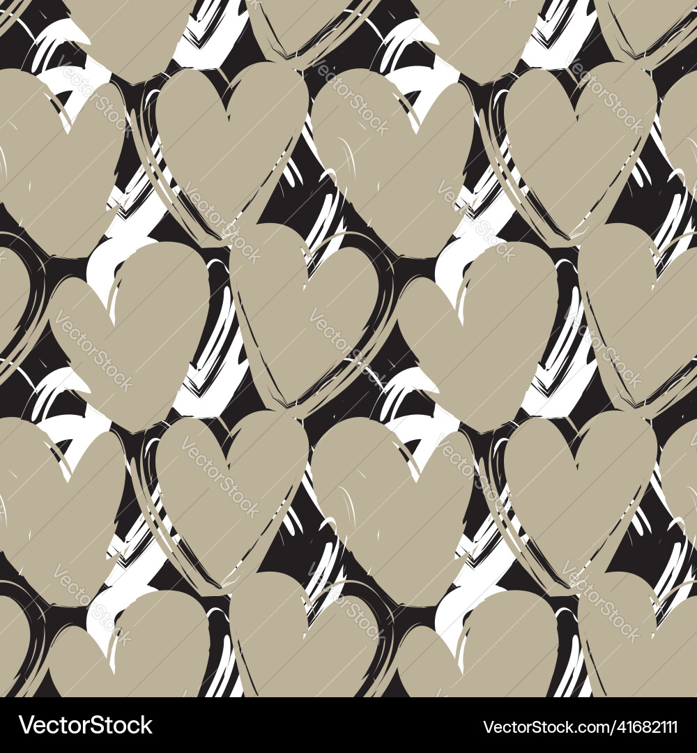 Heart shaped brush stroke seamless pattern design Vector Image