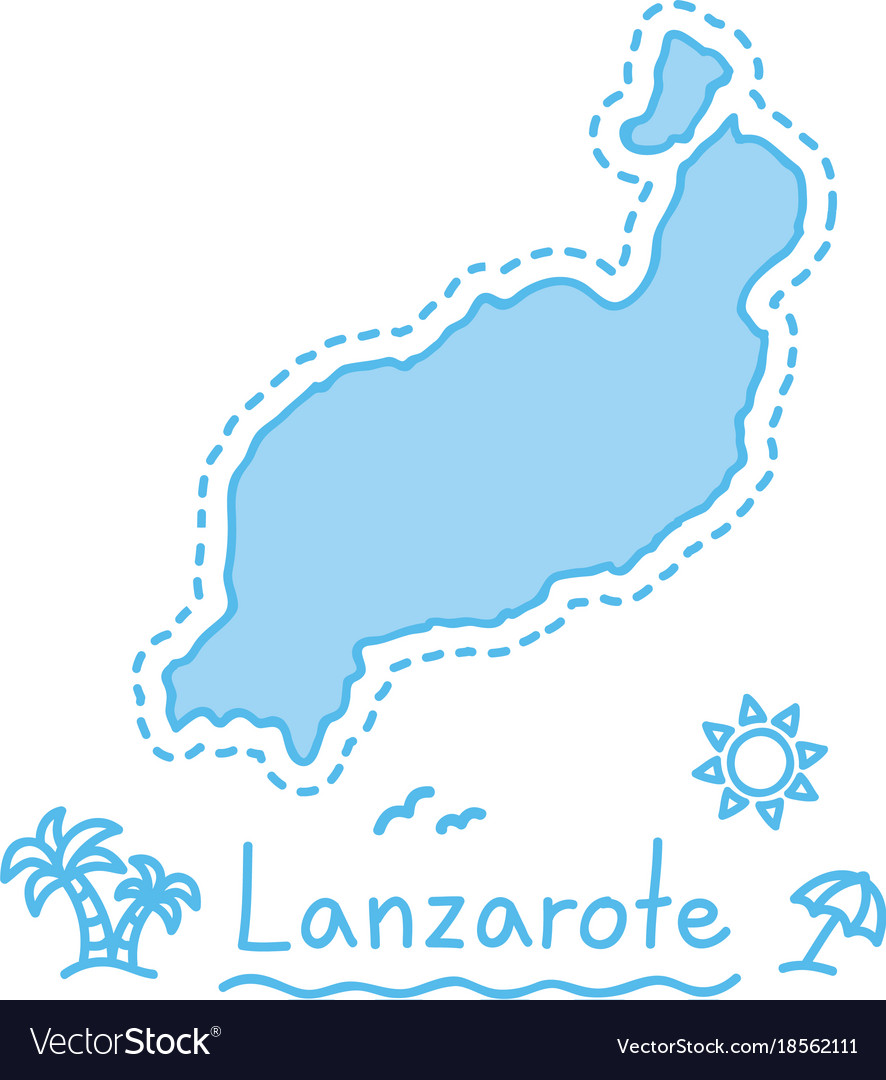 Lanzarote island map isolated cartography concept Vector Image