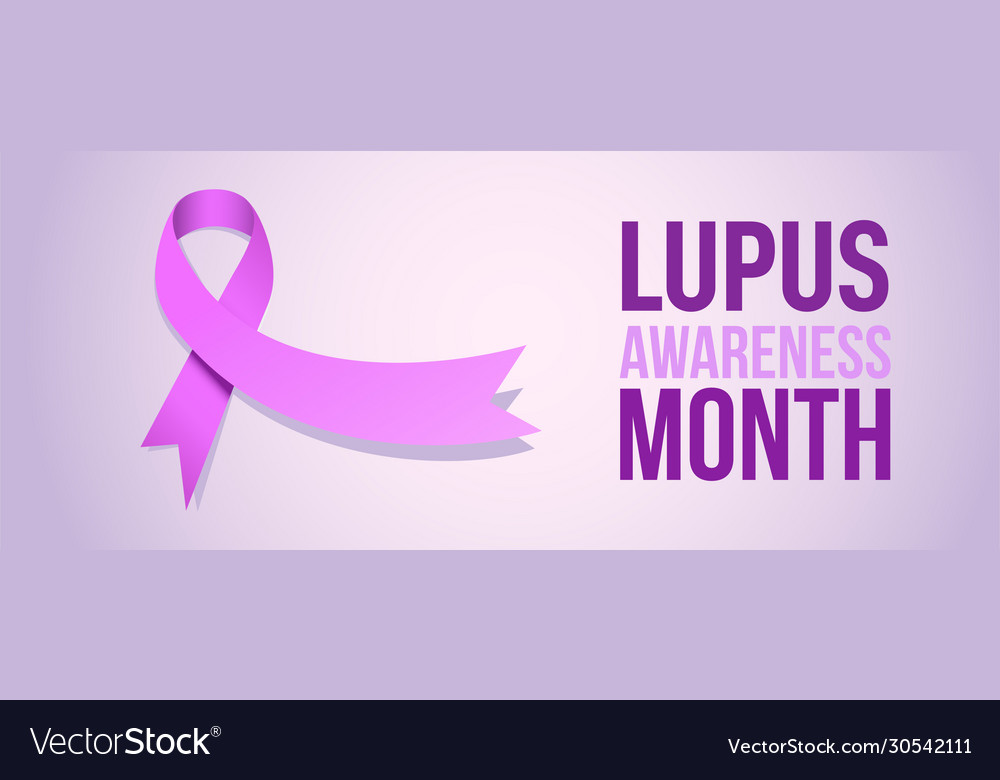 Lupus banner design with silky purple ribbon Vector Image