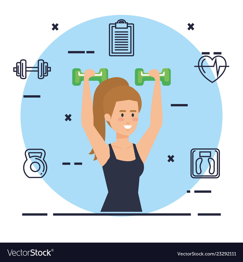 Strong woman lifting weight Royalty Free Vector Image