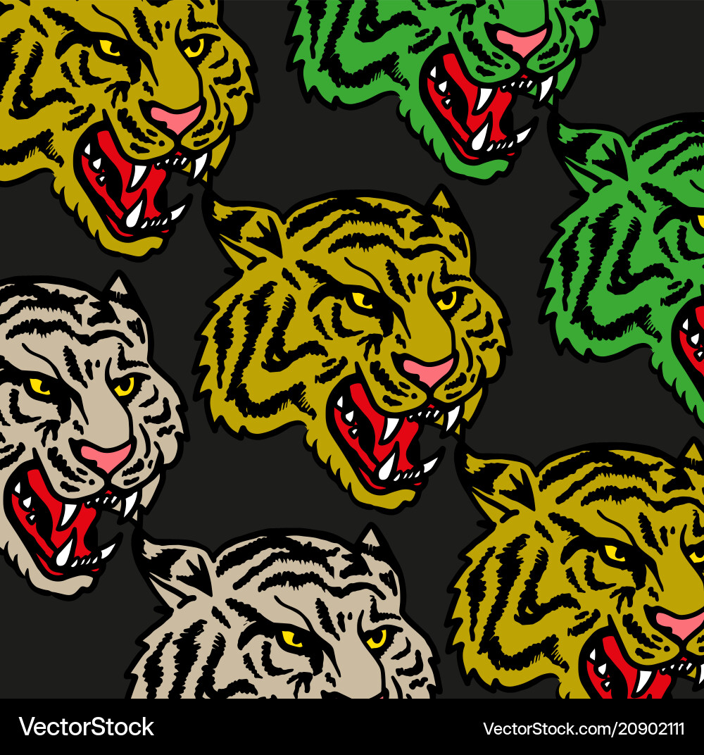 Tigers pattern set Royalty Free Vector Image - VectorStock