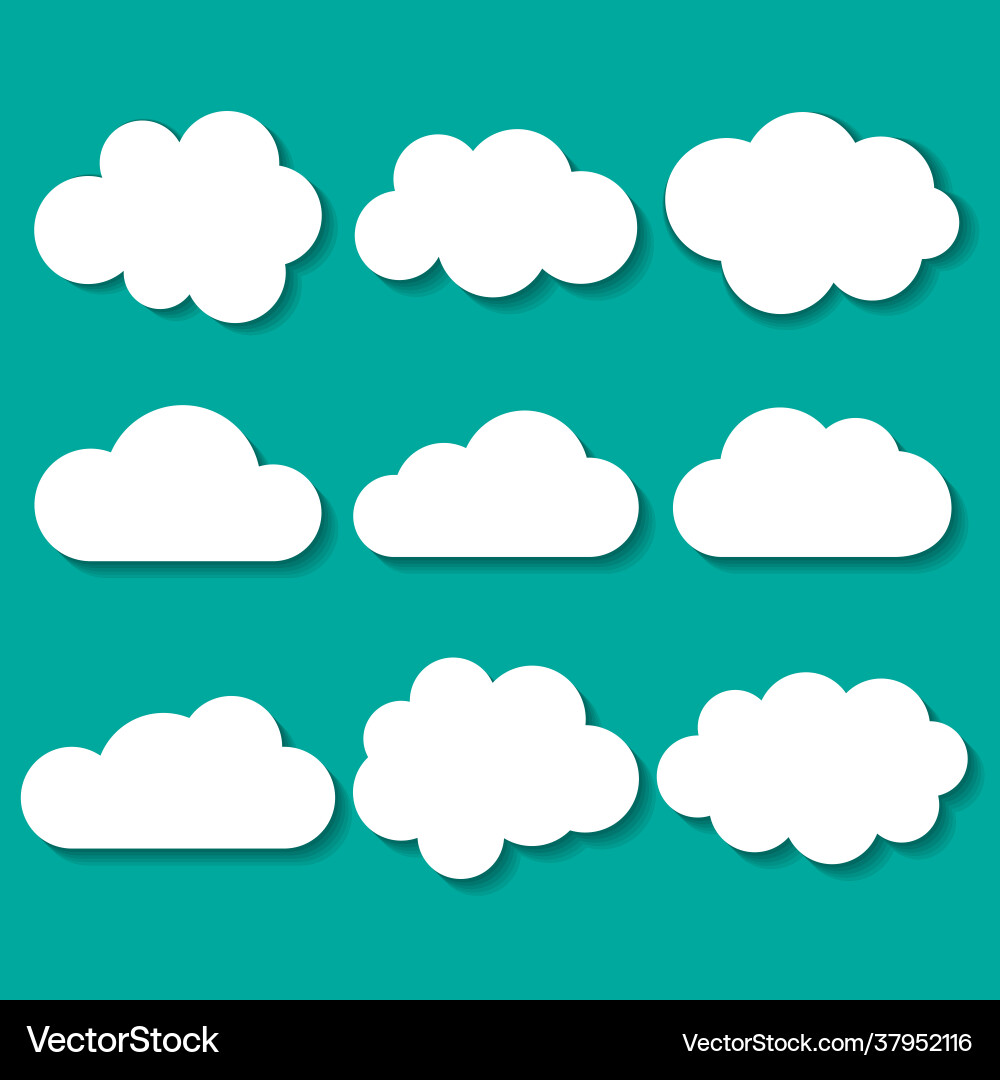 Clouds icon set with shadow Royalty Free Vector Image