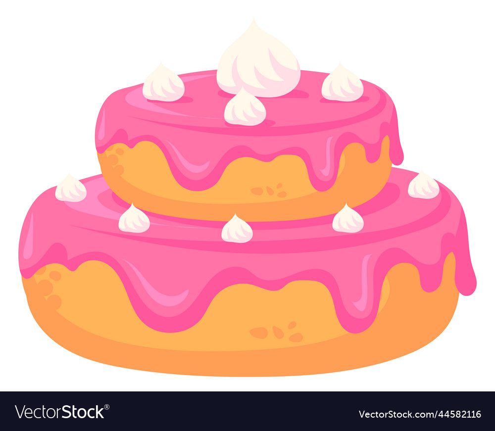 Cream pink berry cake cartoon pastry icon Vector Image