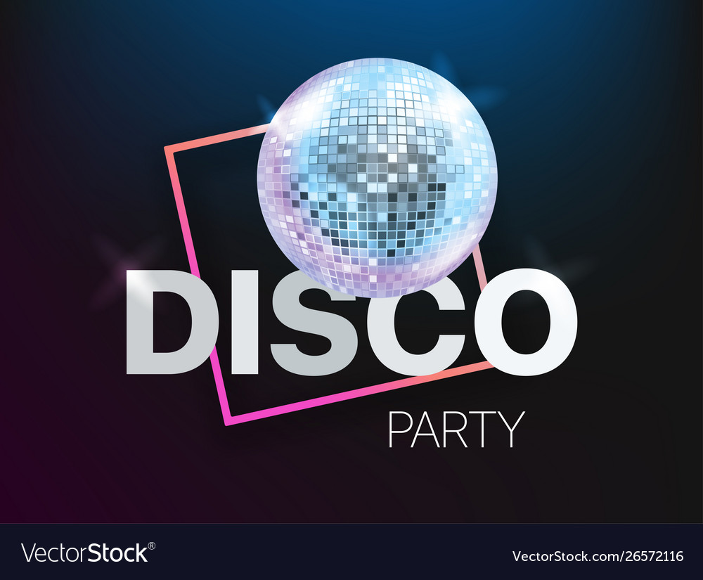 Disco party banner layout card template Royalty Free Vector