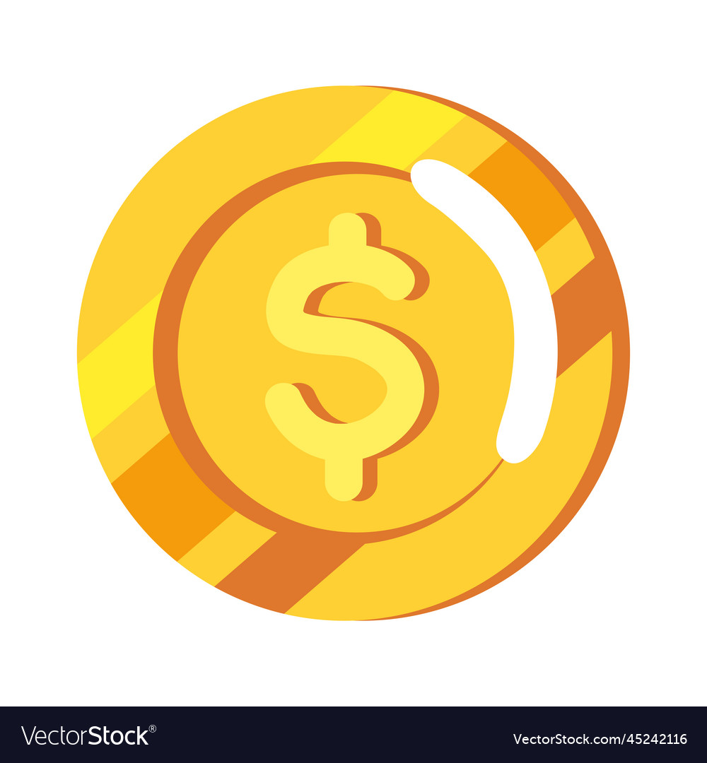 Golden coin money dollar Royalty Free Vector Image