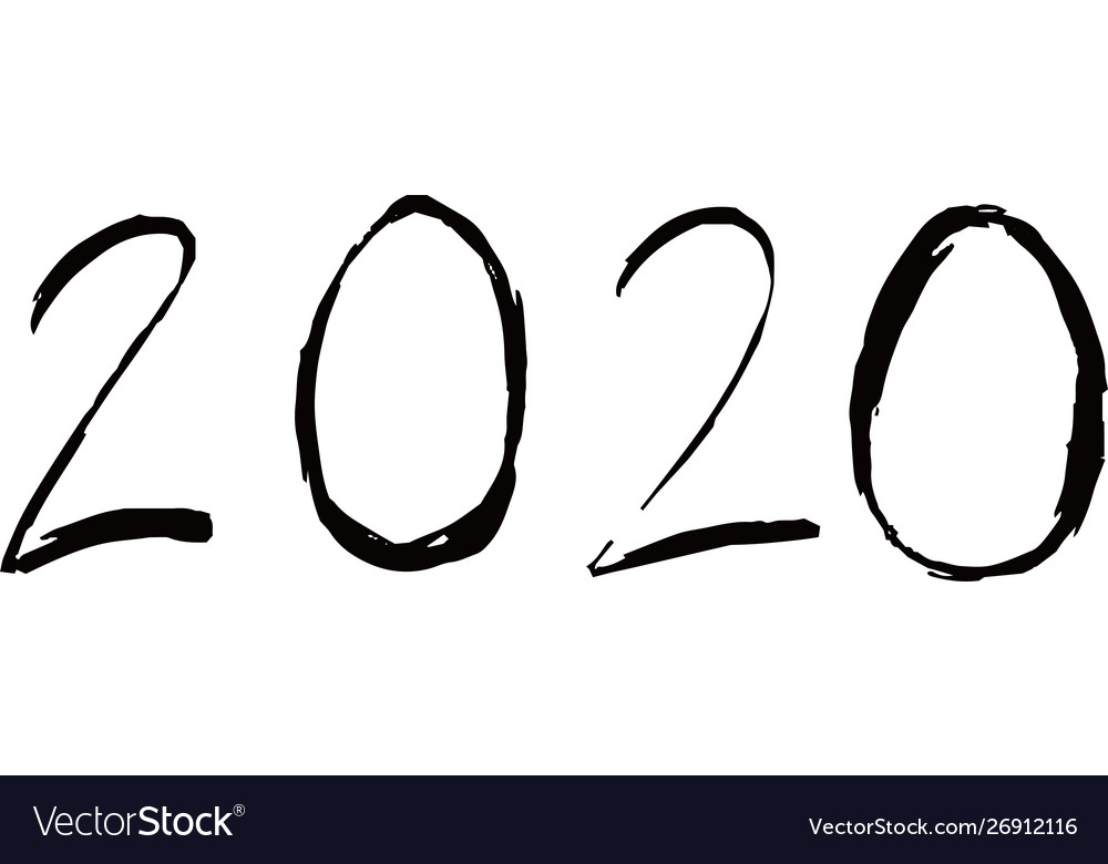 Handwritten 2020 character Royalty Free Vector Image