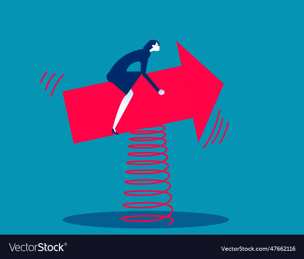 Riding forward on red arrow with spring mounted Vector Image