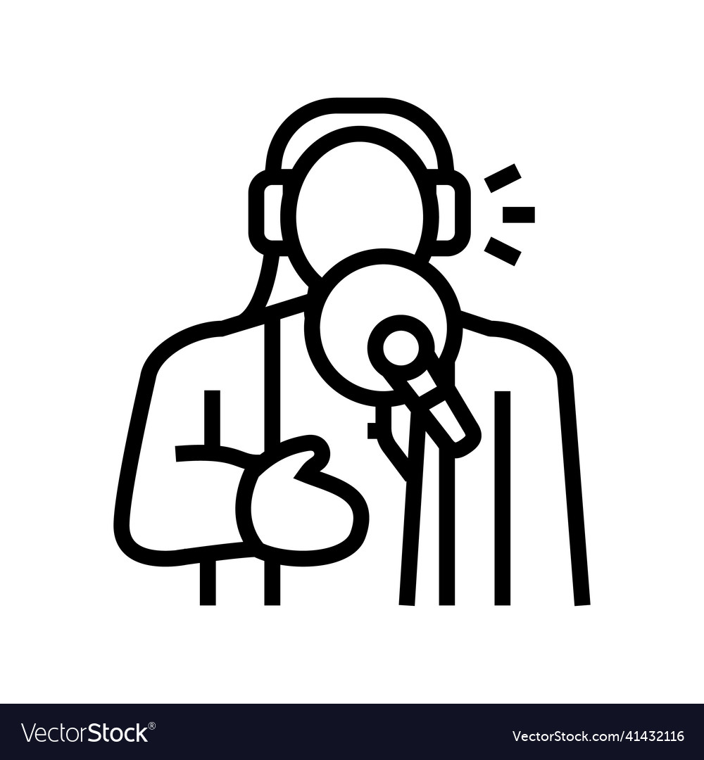 Voiceover artist line icon Royalty Free Vector Image