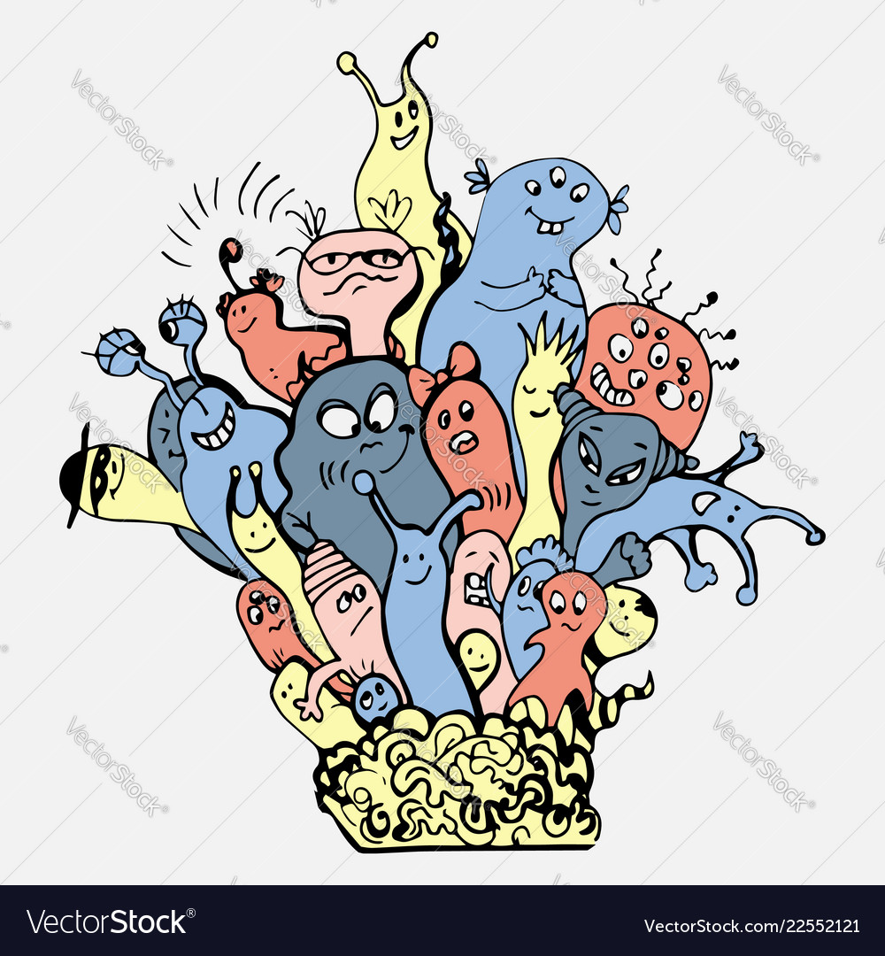 Cute Monster Doodle Cartoon Royalty Free Vector Image,Simple Sketches Of Girls Faces Easy