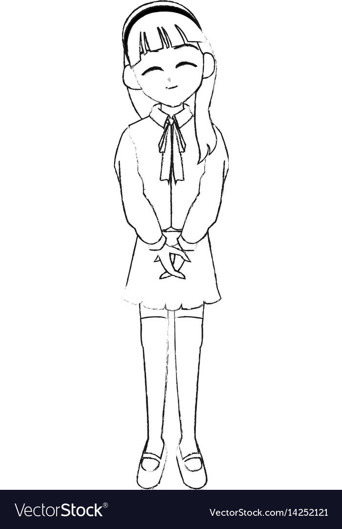 Cute Young Girl Anime Or Manga Icon Image Vector Image