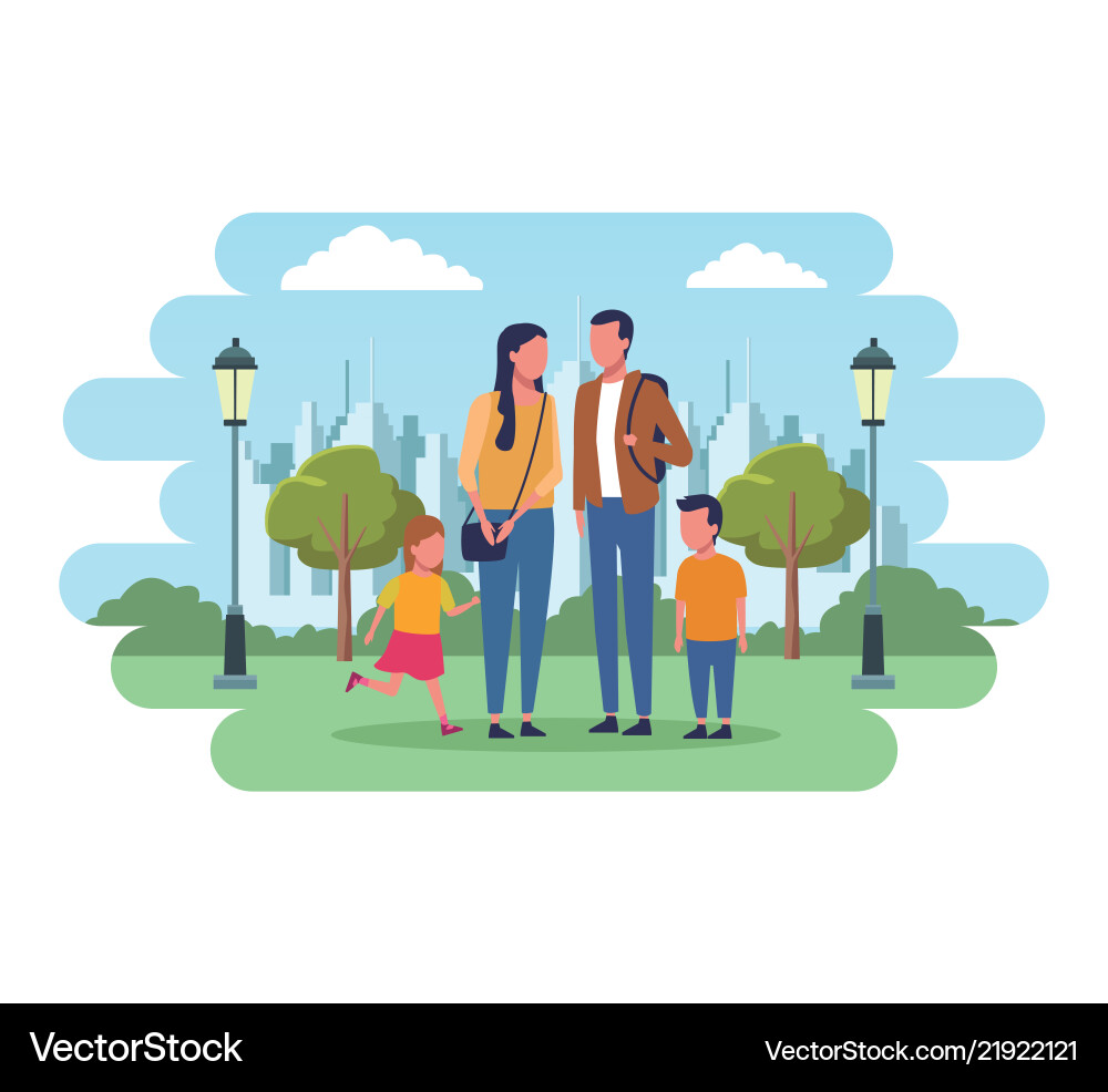 Family in park Royalty Free Vector Image - VectorStock