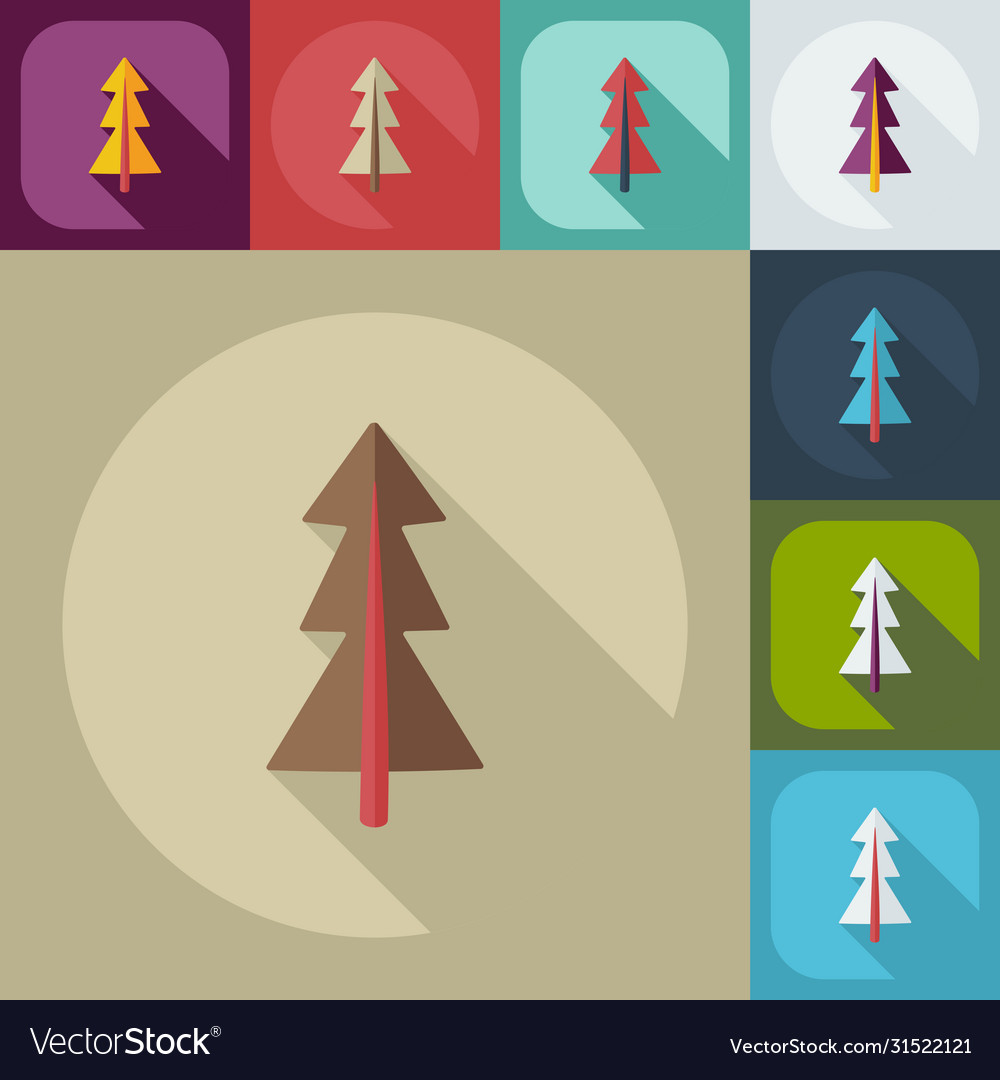 Flat modern design with shadow icons pine