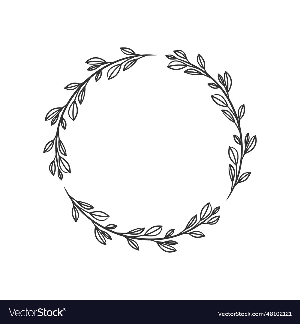 Hand drawn wreath circular art black and white Vector Image