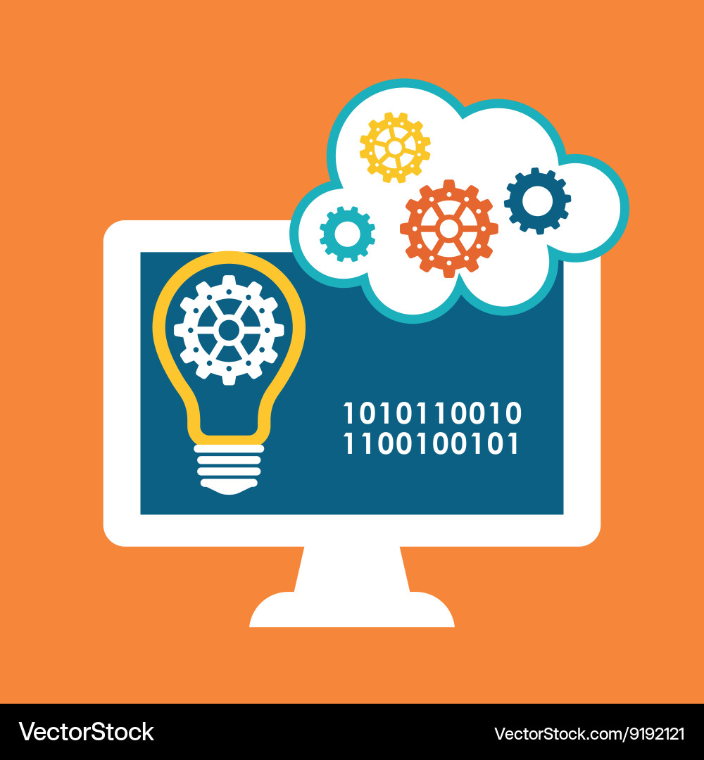 Process design solution icon flat Royalty Free Vector Image