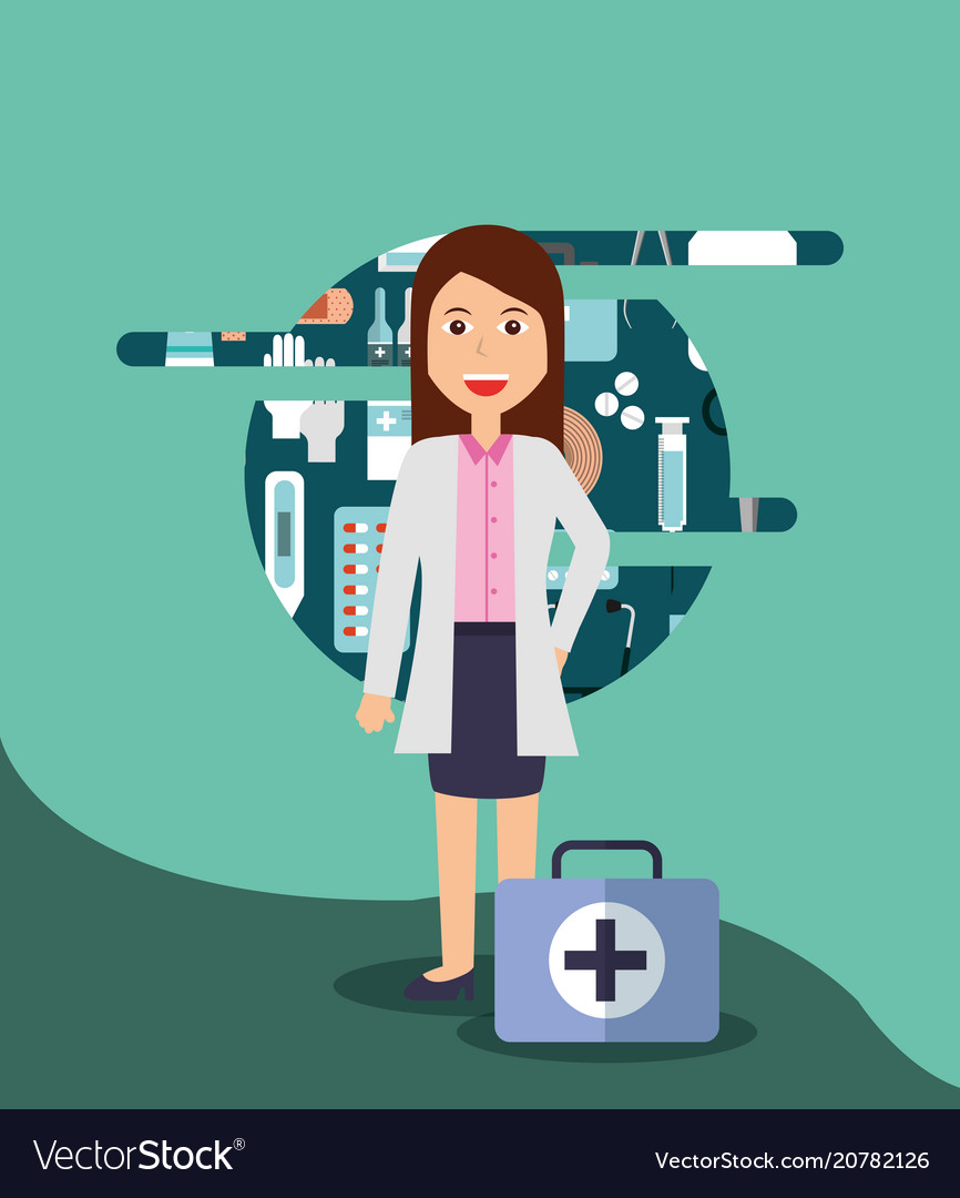 Doctor female medical hospital work Royalty Free Vector