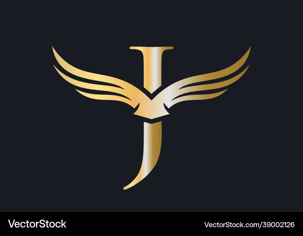 J letter wing logo design initial flying Vector Image