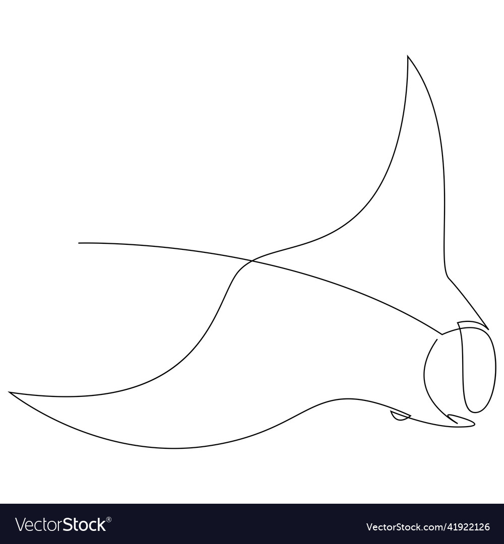 Manta ray or stingray drawn by one line Royalty Free Vector