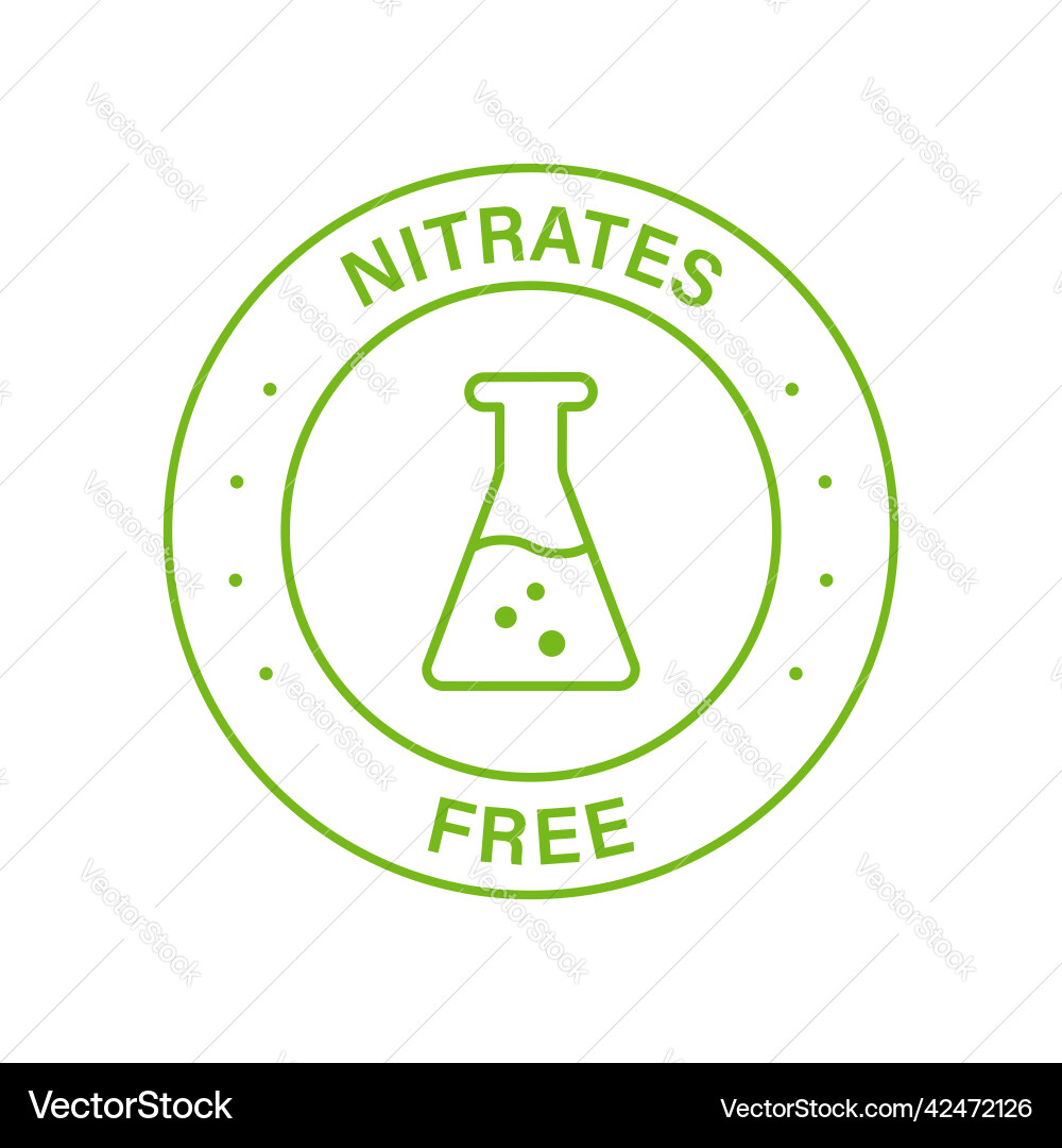 Nitrates free line green stamp no nitrate label Vector Image