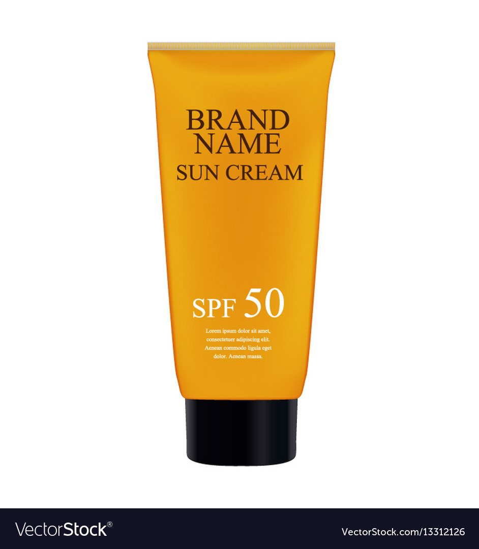 Sun care cream bottle tube template for ads Vector Image