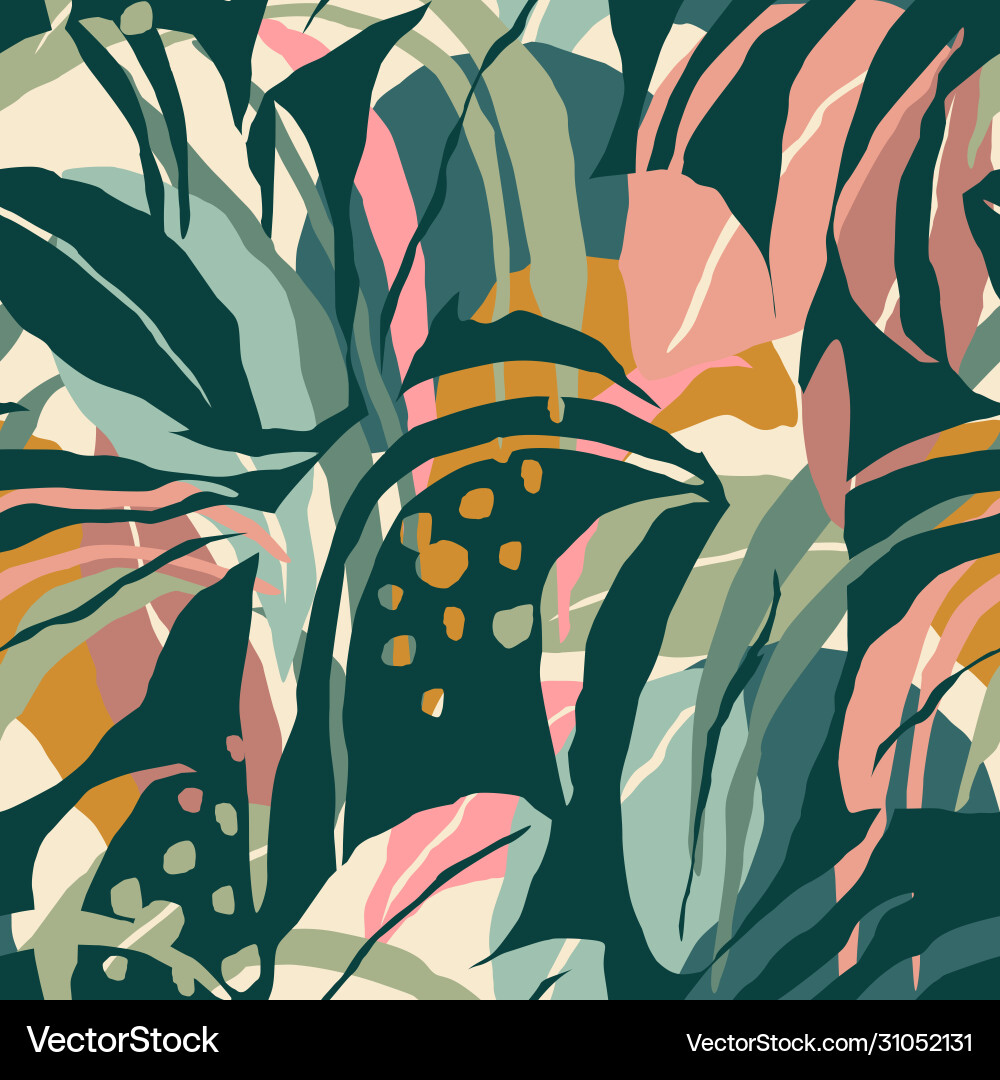 Artistic seamless pattern with abstract leaves Vector Image