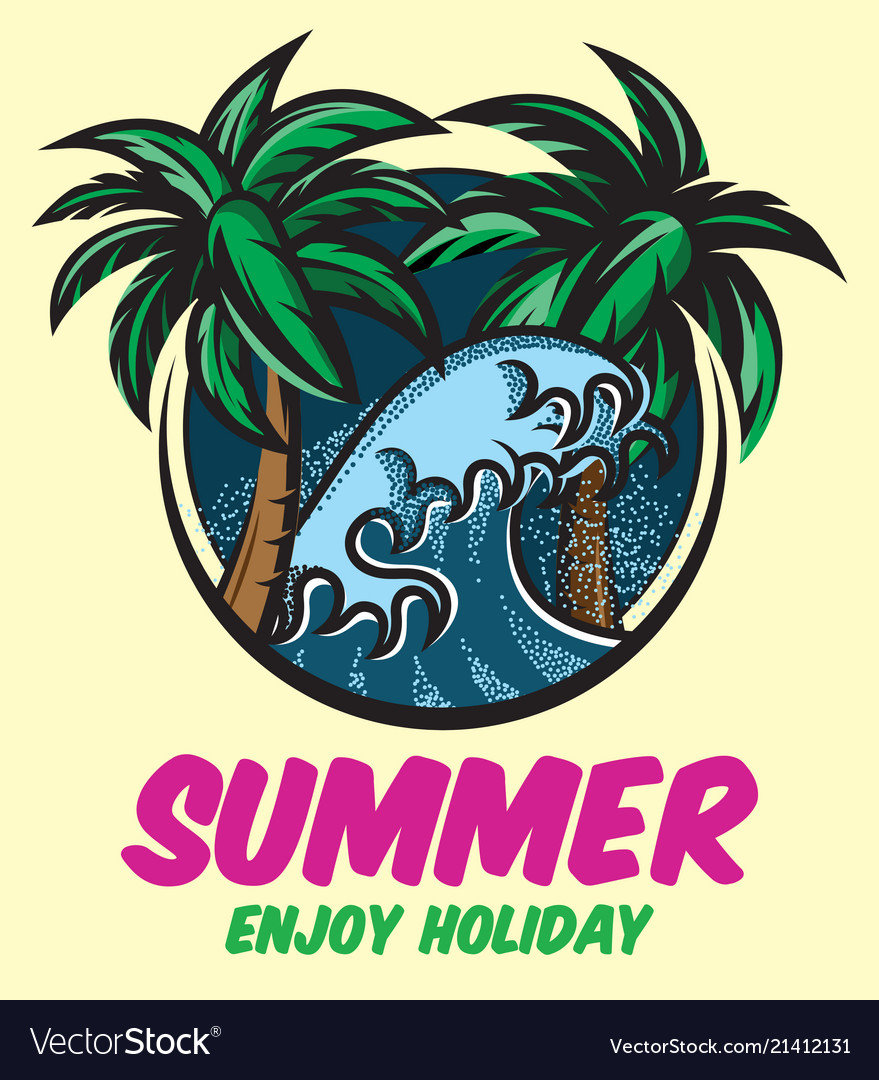Color with two palms and high vector image Color with two palms and high