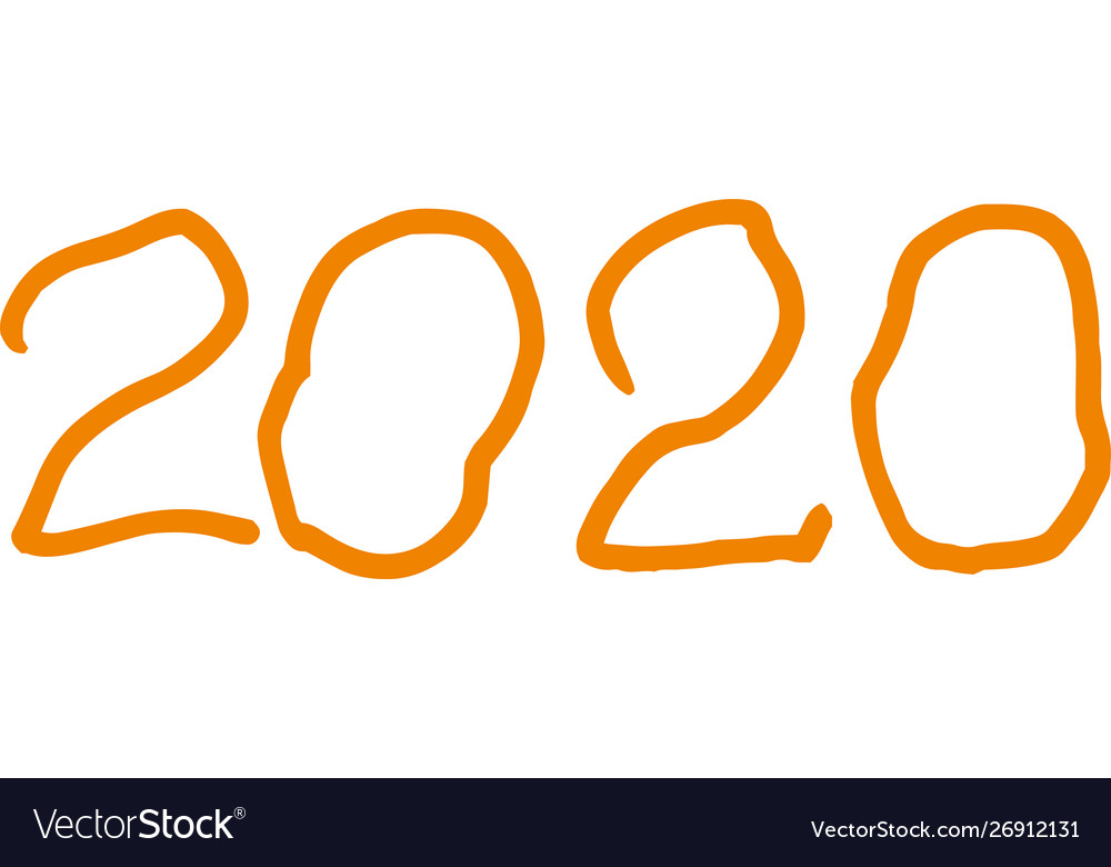 Handwritten colorful 2020 character Royalty Free Vector