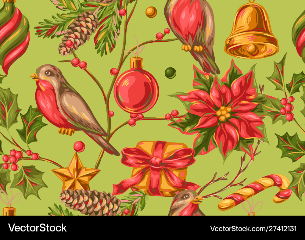 Merry christmas seamless pattern Royalty Free Vector Image