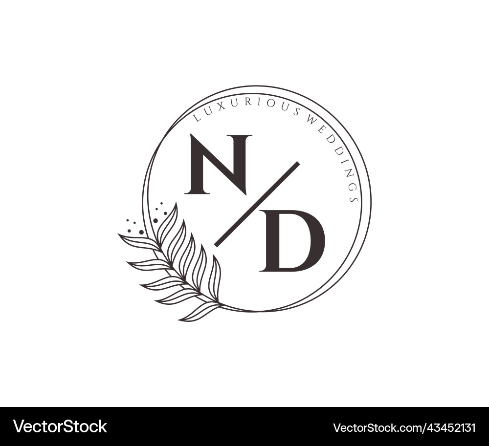 Nd Intials Nd initials letter wedding monogram logos Vector Image