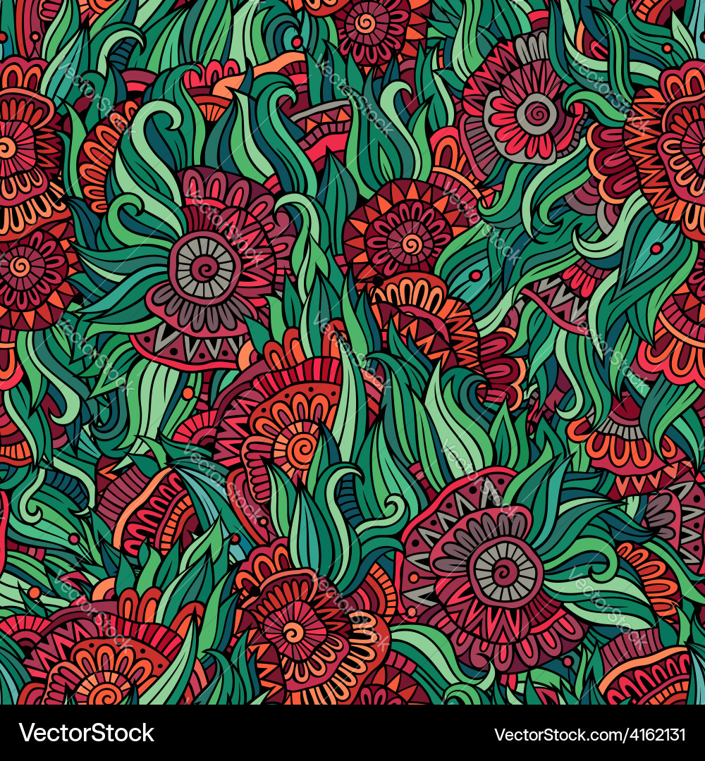 Seamless abstract flowers pattern Royalty Free Vector Image