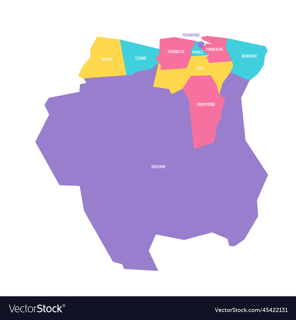 Suriname political map of administrative divisions