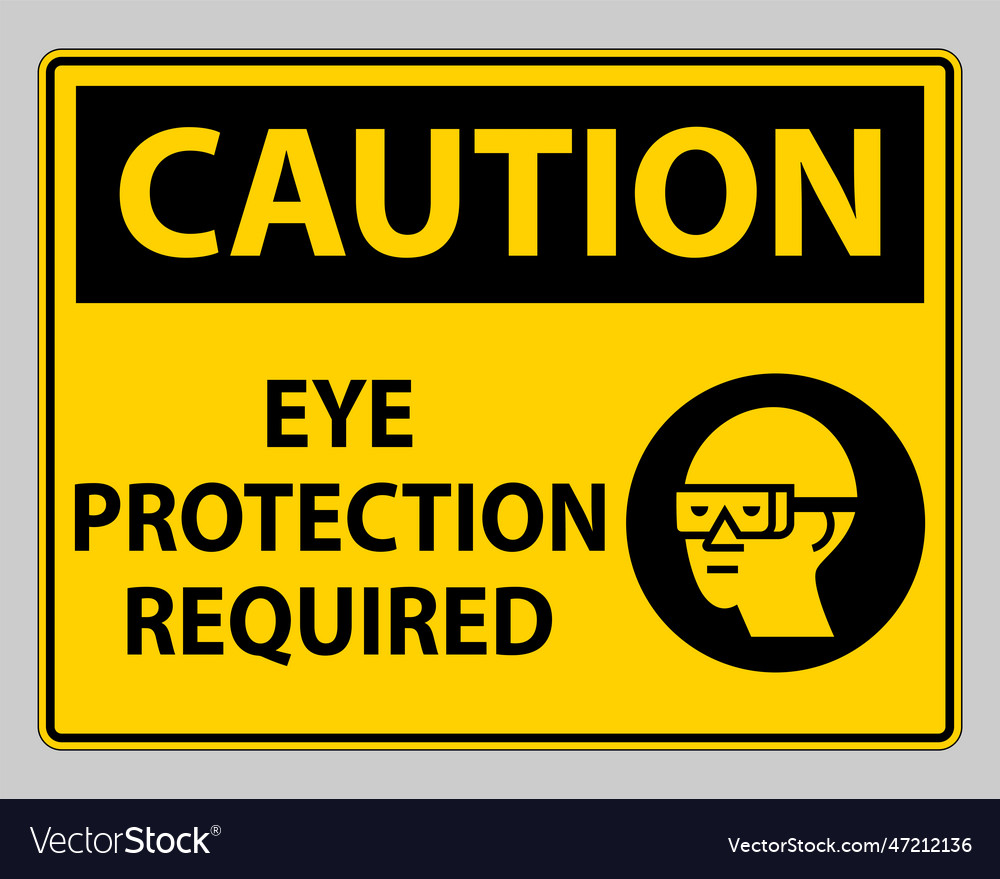 Caution sign eye protection required on white Vector Image