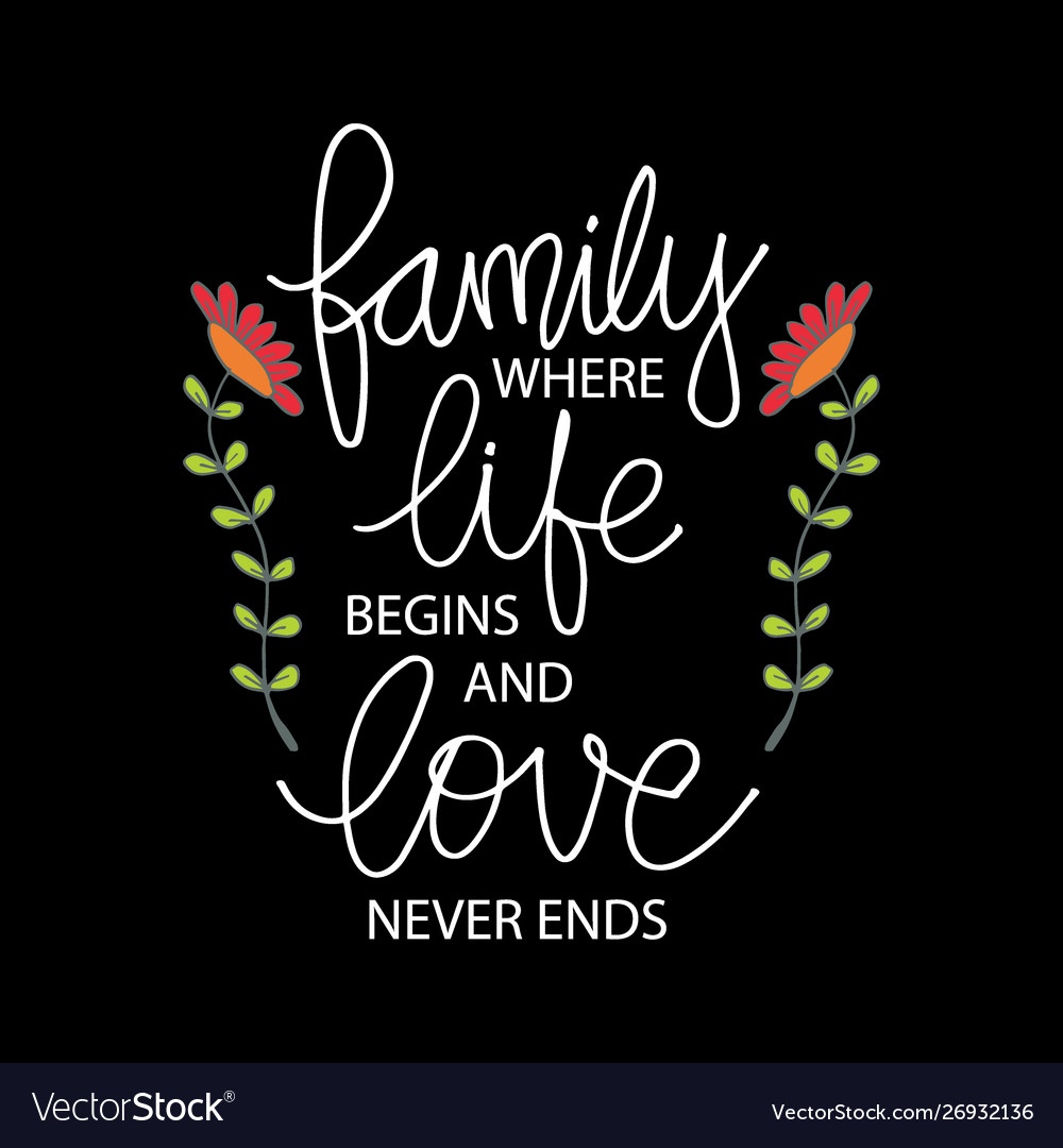 Family where life begins and love never ends Vector Image