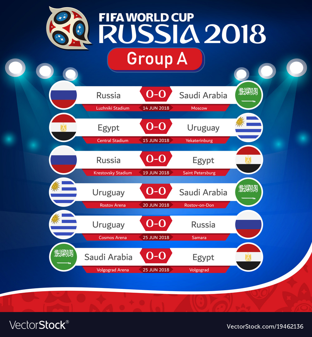 Fifa world cup russia 2018 group a fixture Vector Image