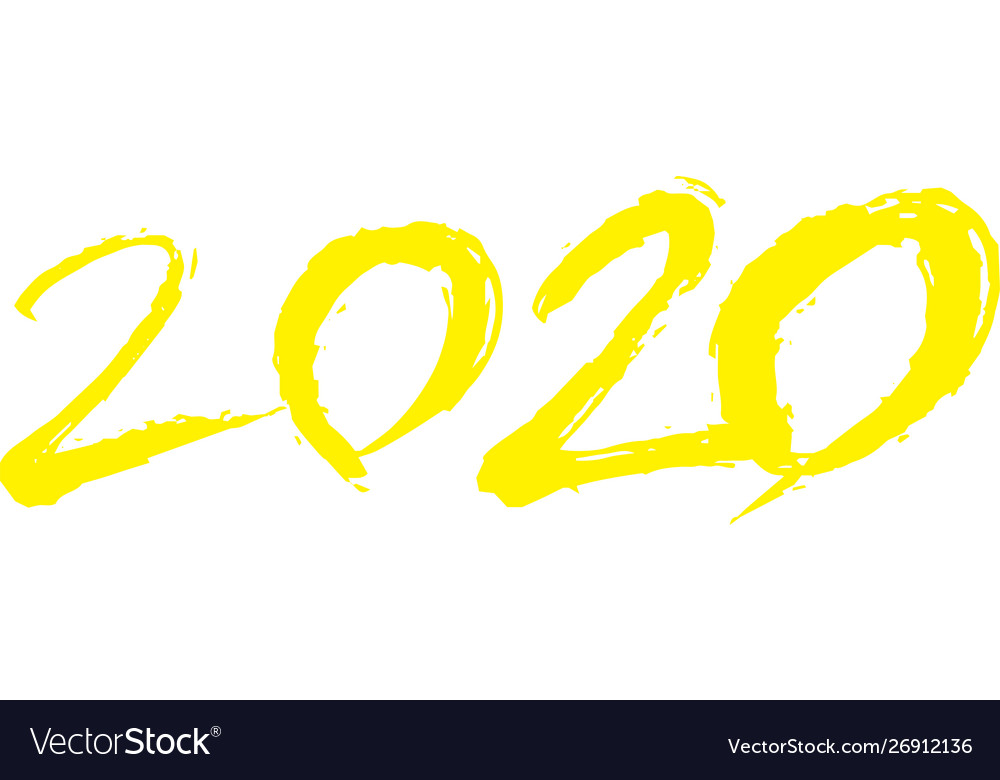 Handwritten colorful 2020 character