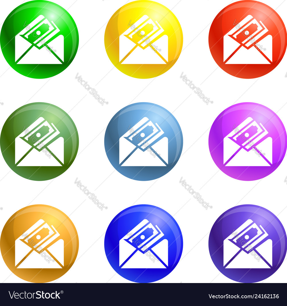 Money envelope icons set Royalty Free Vector Image