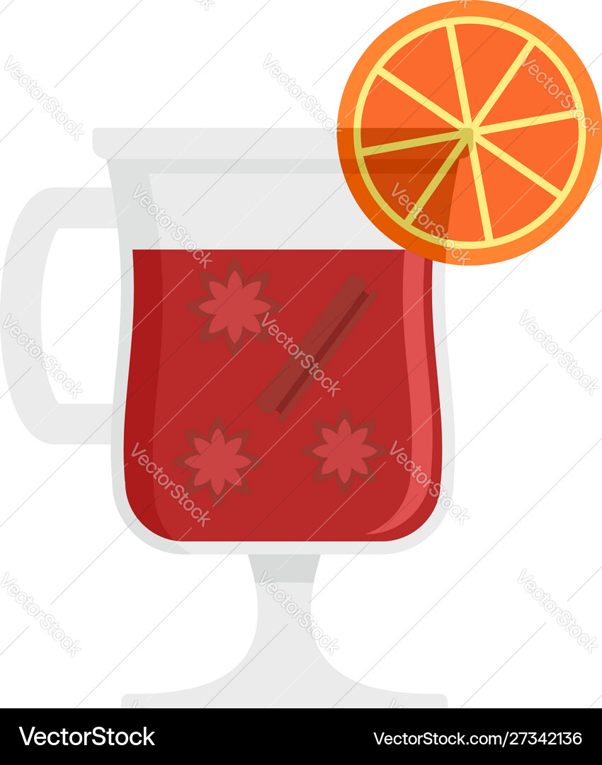 Mulled wine drink icon flat style Royalty Free Vector Image