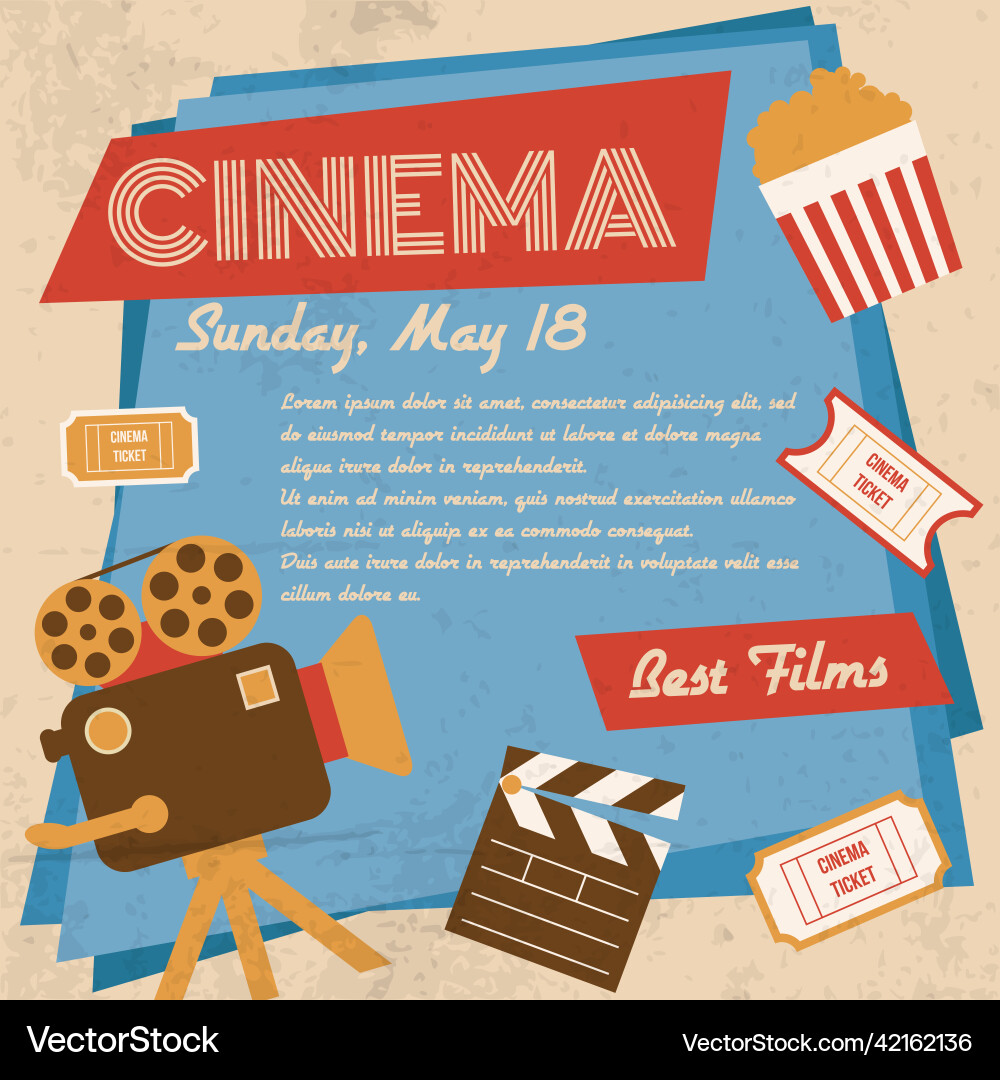 Retro cinema poster Royalty Free Vector Image - VectorStock