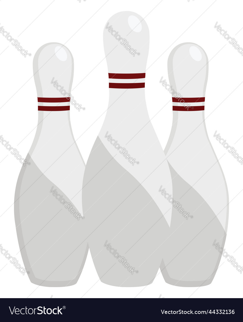 Three bowling pins on a white background Vector Image