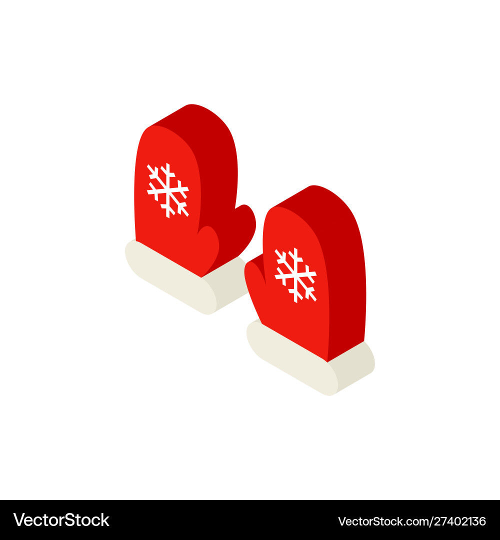 Winter gloves isometric object Royalty Free Vector Image