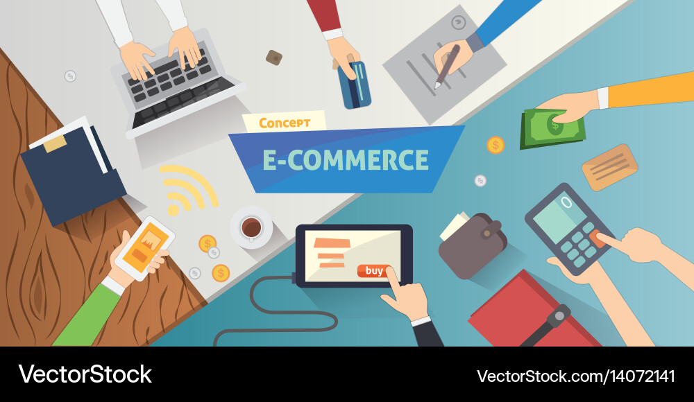 Flat style online e-commerce icons mobile store Vector Image