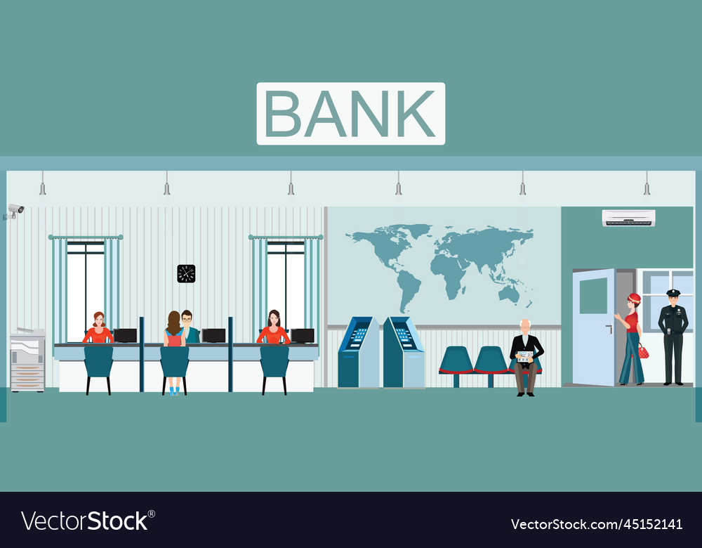 Front view of bank building Royalty Free Vector Image