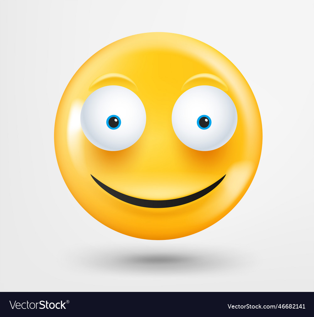 Grinning emoticon 3d emoji isolated on white Vector Image