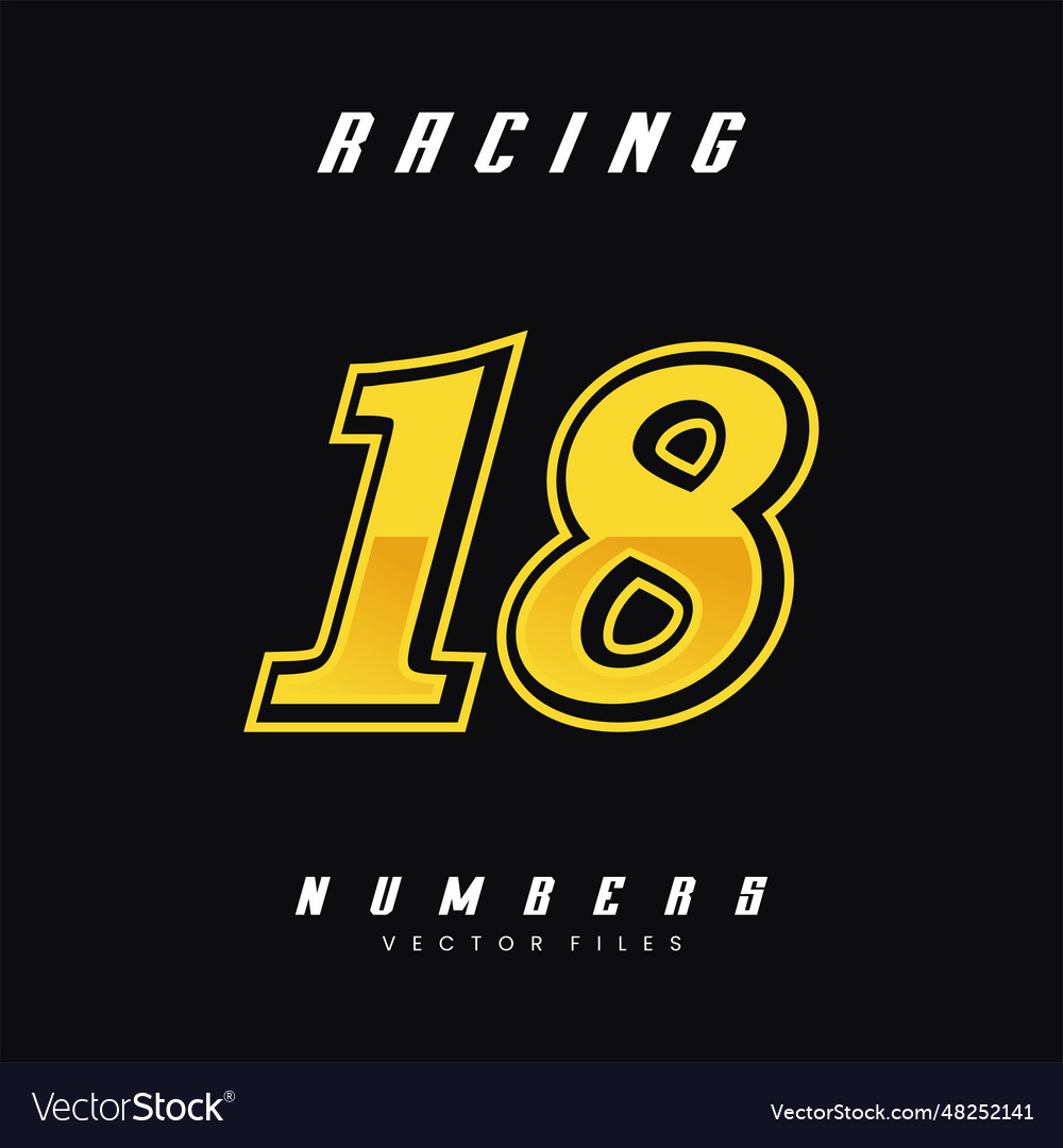 Racing number 18 design template Royalty Free Vector Image