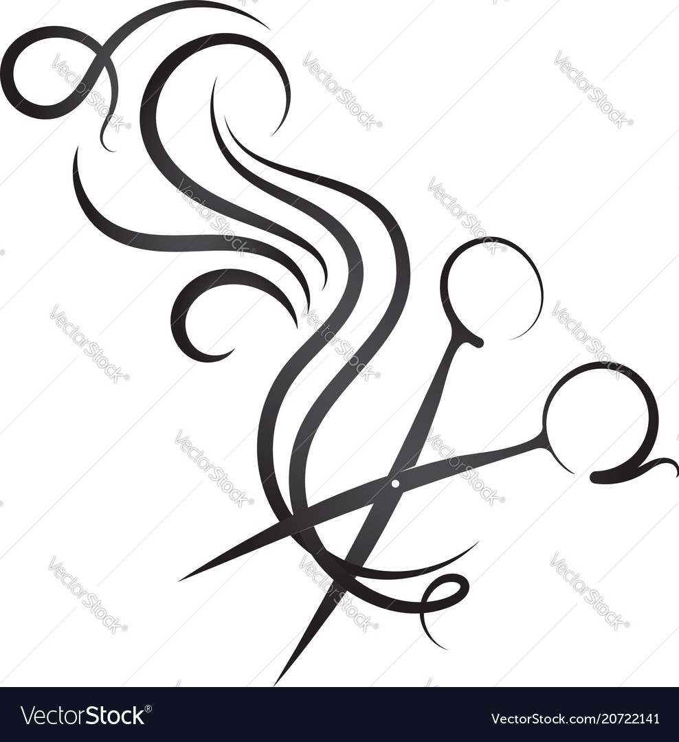 Scissors and hair curl Royalty Free Vector Image