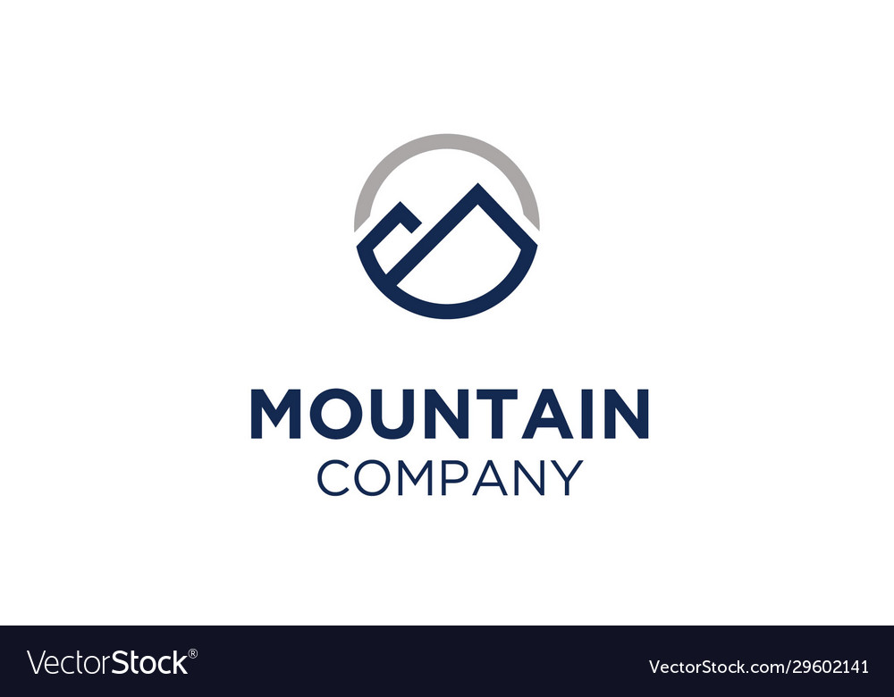 Simple circular line mountain mount peak logo Vector Image