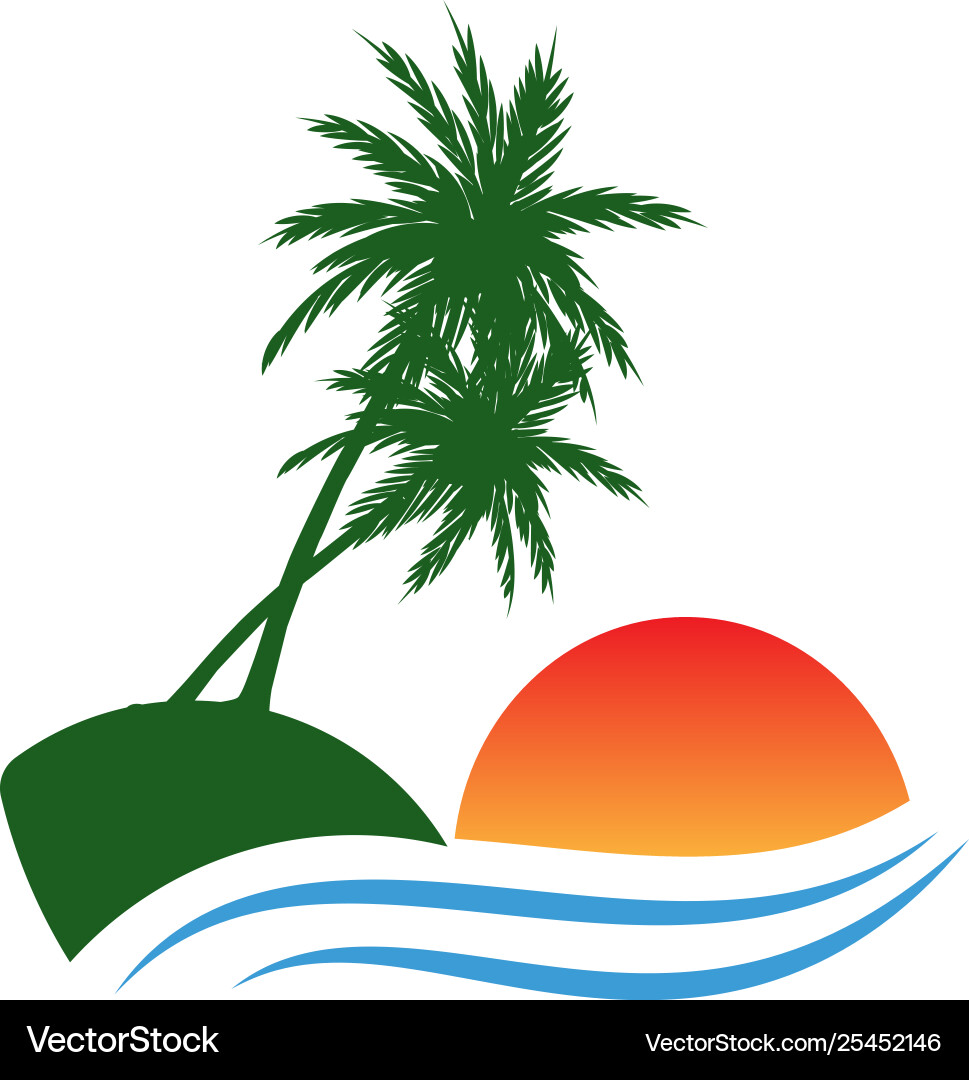Beach sunset logo design icon element Royalty Free Vector