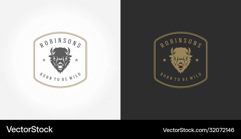 Bison head logo emblem Royalty Free Vector Image