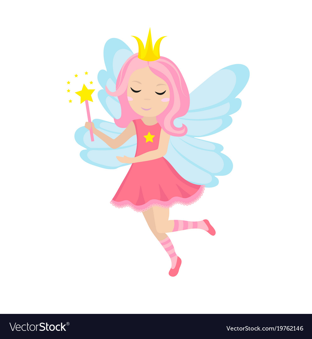 Cute little fairy icon cartoon style isolated Vector Image